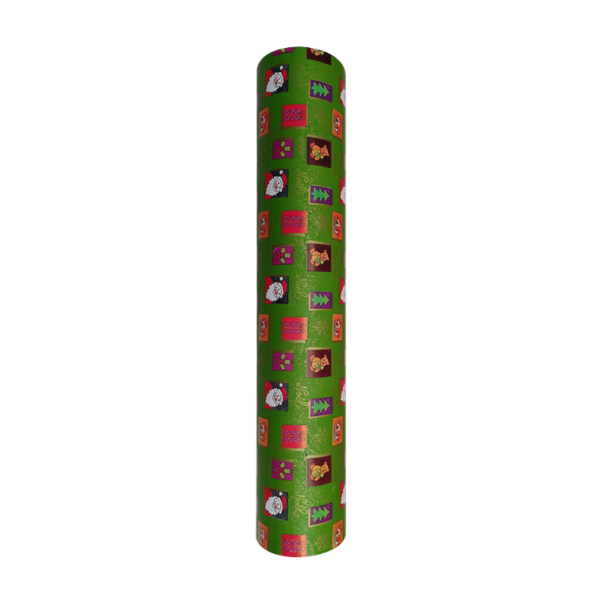 Rolo Papel Embrulho Verde Pai Natal 62cmx200mtrs - Image 1